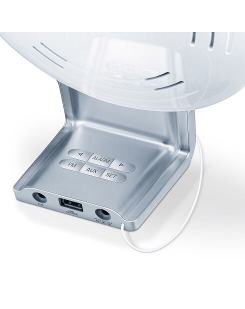 Radio-réveil lumineux connecté via Bluetooth & USB blanc