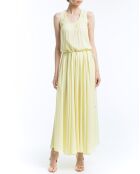 Robe longue plissée jaune