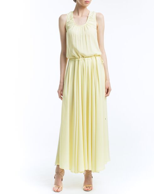 Robe longue plissée jaune