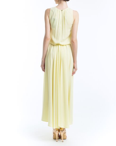 Robe longue plissée jaune