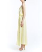 Robe longue plissée jaune