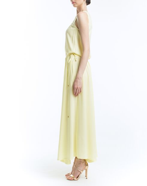 Robe longue plissée jaune