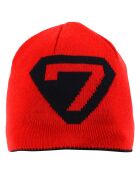 Mütze aus Schokowolle in Rot/Marineblau