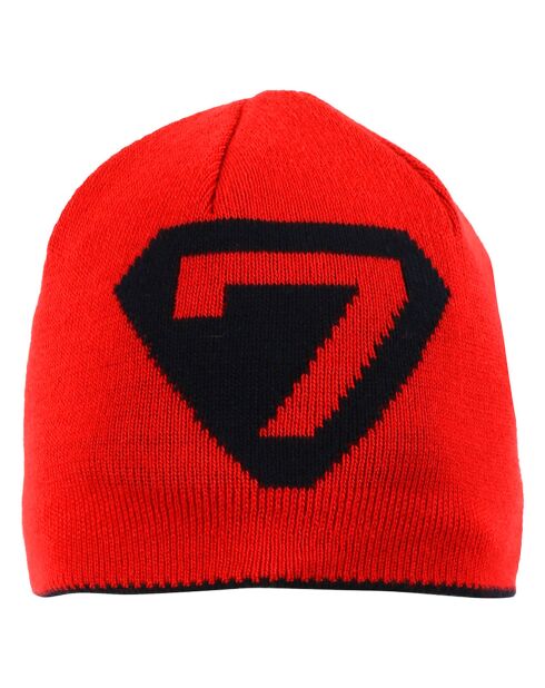 Mütze aus Schokowolle in Rot/Marineblau