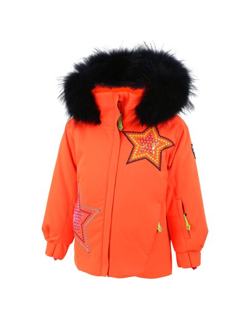 Veste de Ski Etoile col fausse fourrure orange