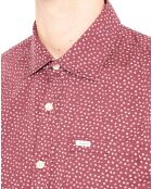 Chemise slim imprimé floral Padstow Micro bordeaux