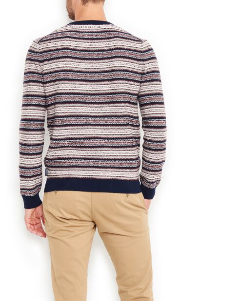 Pull 100% Laine Merinos Rodric rayé multicolore