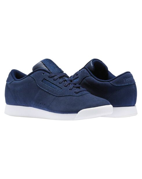 Baskets en Velours de Cuir Princess bleu marine