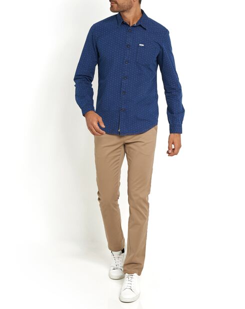 Chemise slim Fuji Micro bleu