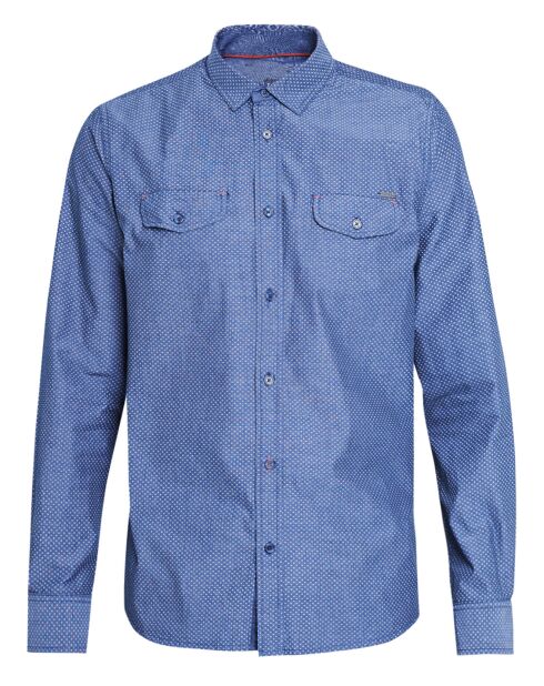 Velia Dunkelblaues Hemd mit geometrischem Aufdruck in normaler Passform