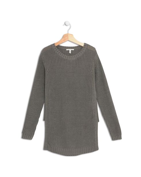 Pull long fendu gris foncé