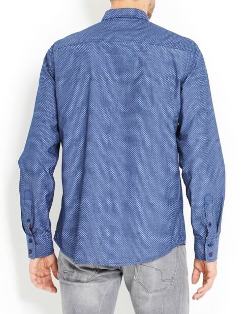 Velia Dunkelblaues Hemd mit geometrischem Aufdruck in normaler Passform