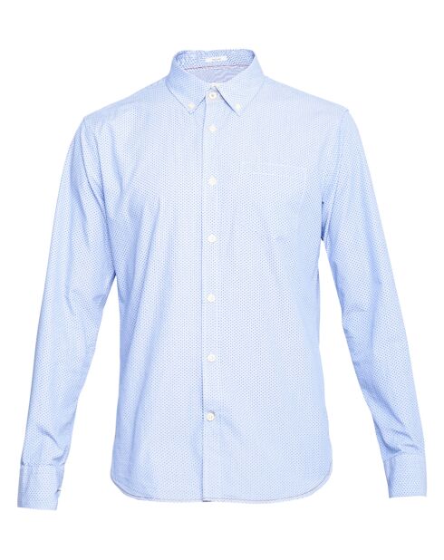 Chemise droite à pois Micro Mylor bleu clair