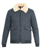 Blouson Feltor col fausse fourrure bleu marine