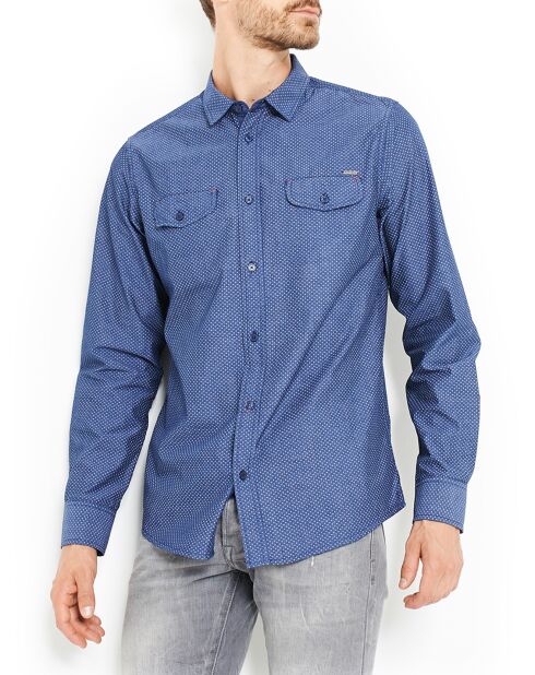 Velia Dunkelblaues Hemd mit geometrischem Aufdruck in normaler Passform