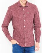 Chemise slim imprimé floral Padstow Micro bordeaux