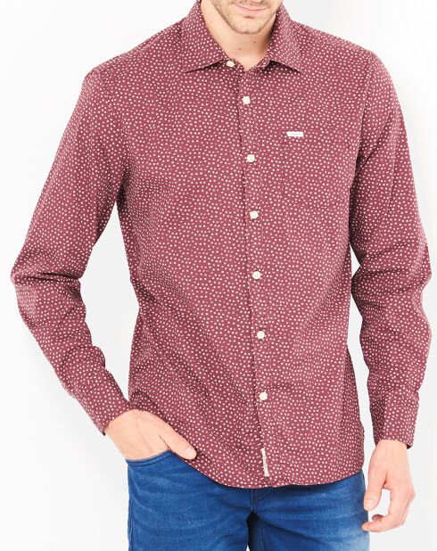 Chemise slim imprimé floral Padstow Micro bordeaux