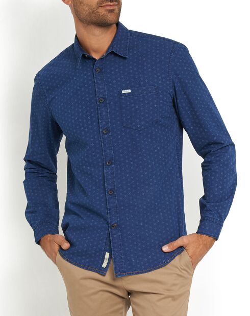 Chemise slim Fuji Micro bleu