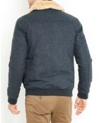 Blouson Feltor col fausse fourrure bleu marine