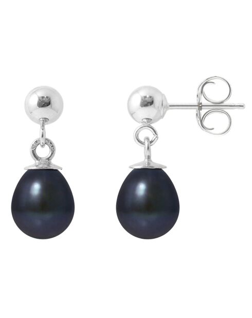 Boucles d'oreilles Argent Perles d'Eau Douce noires