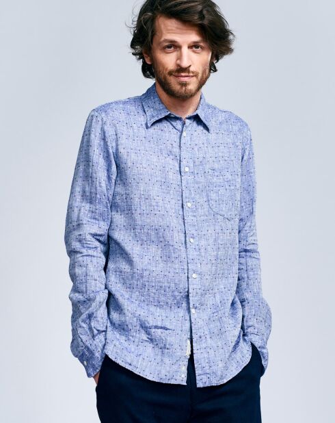 Chemise en Lin mélangé Glenh bleue