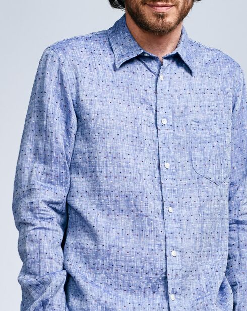 Chemise en Lin mélangé Glenh bleue