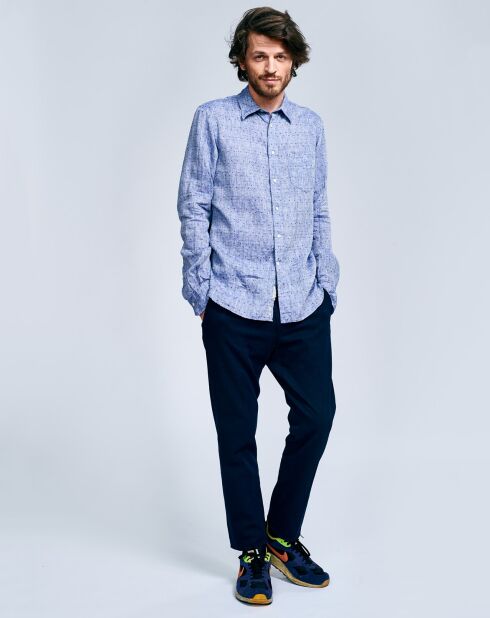 Chemise en Lin mélangé Glenh bleue