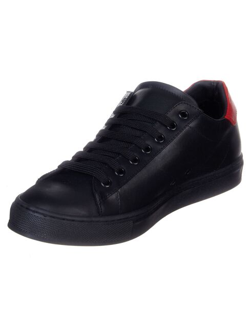 Baskets en Cuir noir/rouge