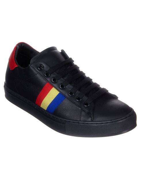 Baskets en Cuir noir/rouge
