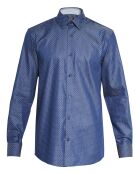 Chemise droite casual Aari à micro carrés bleu marine