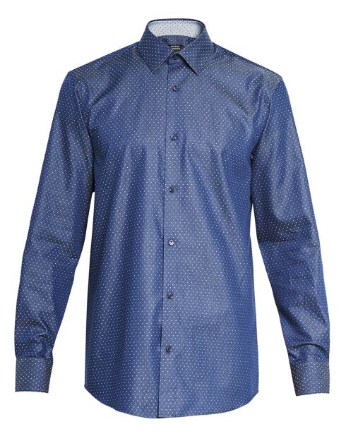 Chemise droite casual Aari à micro carrés bleu marine