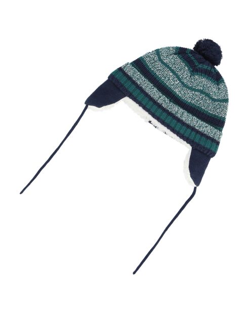 Bonnet Tad en Maille bleu/vert