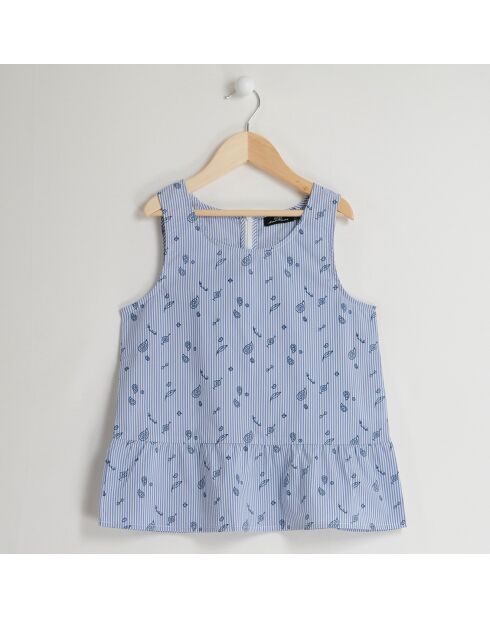 Top Cara imprimé bleu