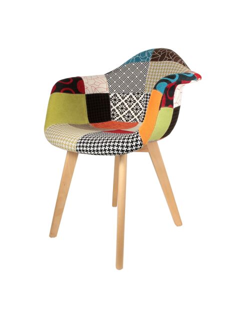 2 Fauteuils Scandinave Patchwork multicolores - 62x60.5x86 cm