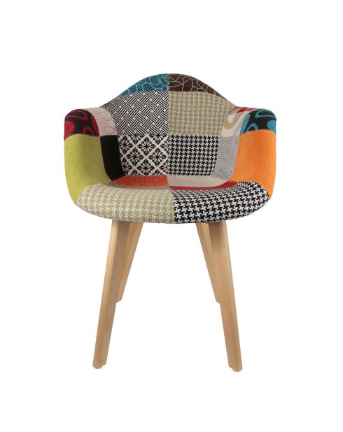 2 Fauteuils Scandinave Patchwork multicolores - 62x60.5x86 cm