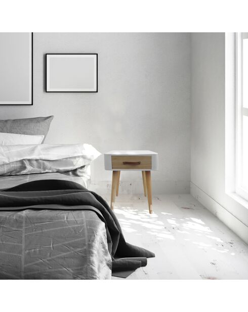 Chevet esprit Scandinave blanc - 37x31x37.5 cm