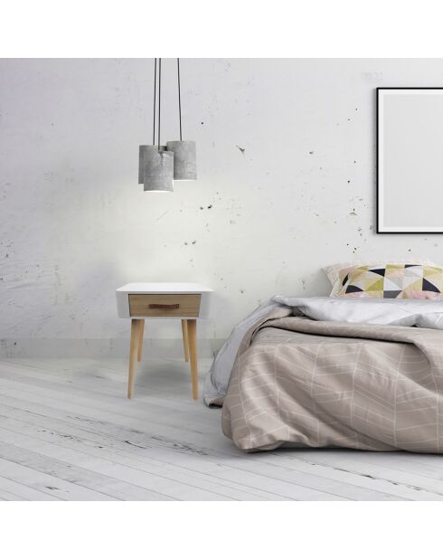 Chevet esprit Scandinave blanc - 37x31x37.5 cm
