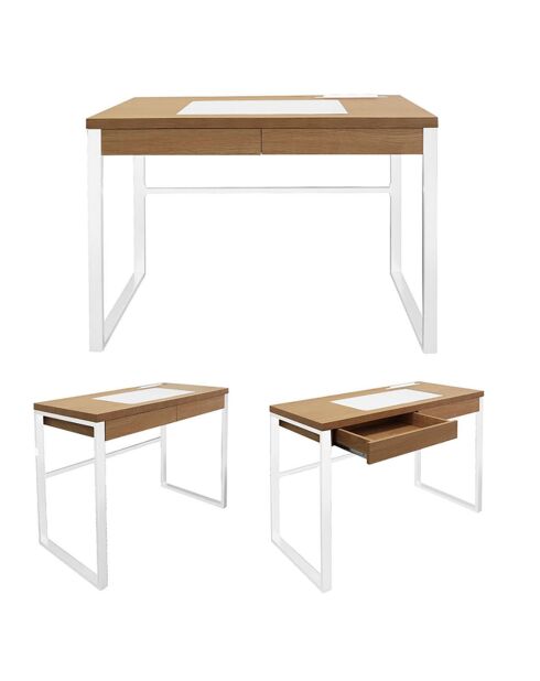 Bureau esprit Scandinave marron/blanc - 110x59x16 cm