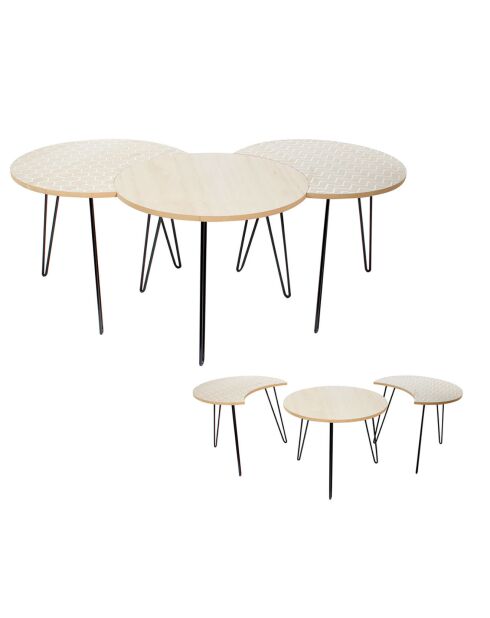 3 Tables basses modulables blanches