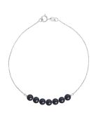 Bracelet Or Blanc Perles d'Eau Douce noires