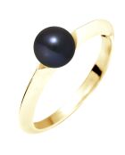 Bague Jonc Or Jaune Perle d'Eau Douce noire