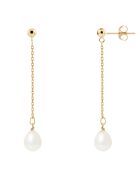Boucles d'oreilles Or Jaune Perles d'Eau Douce blanches
