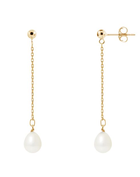 Boucles d'oreilles Or Jaune Perles d'Eau Douce blanches