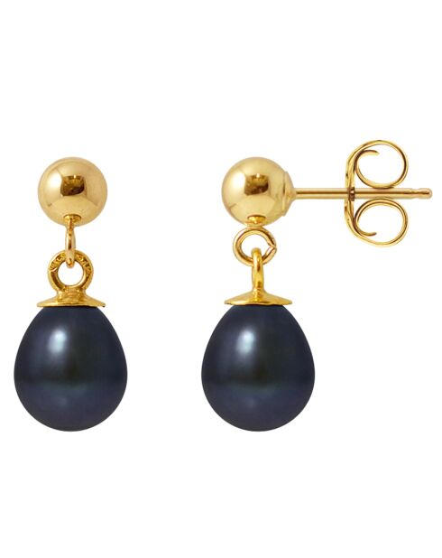 Orecchini in oro giallo con perle d'acqua dolce nere