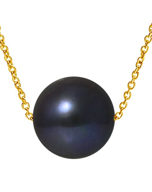 Geelgouden zwarte ronde zoetwaterparelketting
