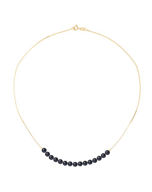Geelgouden zwarte zoetwaterparelketting