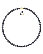 Set collana + orecchini in oro giallo e nero con perle d'acqua dolce