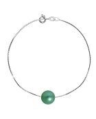 Bracelet Argent & Perle d'Eau Douce ronde vert foncé