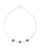 Omega Prestige zilveren zoetwaterparelketting rond zwart Tahiti