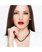 Collier Or Blanc Rang de Perle d'Eau Douce ronde noire